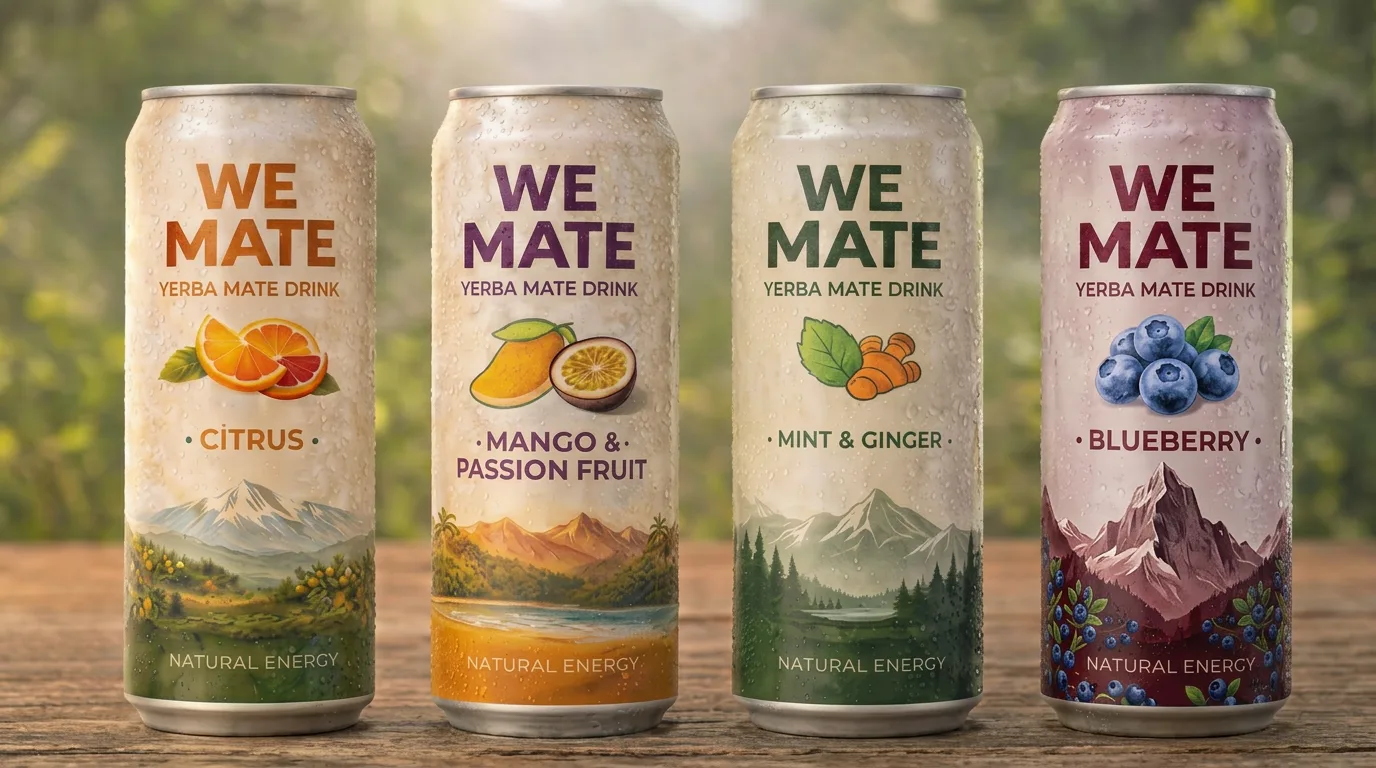 We Mate cans in several flavours